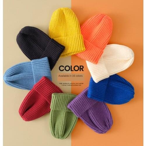 Hat Women Winter 2020 New Fashion All-match Candy Color Woolen Knitted Hat Thick Warm Melon Leather Hat Outdoor Casual Adult Hat