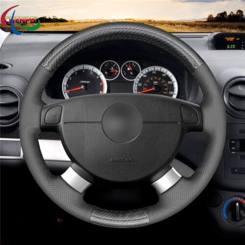 DIY Hand-Stitched Non-slip PU Carbon Fiber Car Steering Wheel Cover For Chevrolet Lova 2006-2010 Aveo Car Interior Accessories