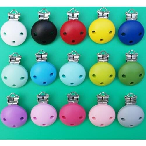 Sutoyuen 10pcs BPA Free Round Baby Silicone Pacifier Clips Baby Teething Dummy Soother Chain Toy Accessory Clip Clasps Tool