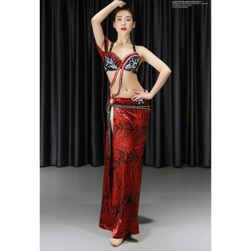 Belly Dance 2pcs Bra+Split Skirt Bellydance Costumes Set Dancing Competition Suit Stage Performance Dancewear Team uniform