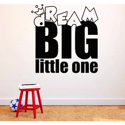 Dream big little one quote vinyl wall decal home decor kids room art wallpaper removable wall stickers