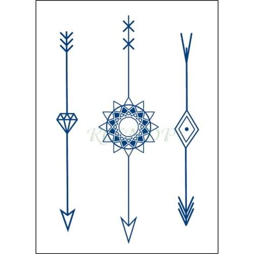 Waterproof Temporary Juice Ink Sticker Arrow Diamond Datura Flower Geometric Fruit Gel Long Lasting Tattoo for Men Women