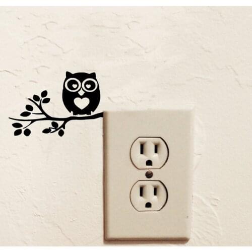 Fun Owl Switch Sticker Personalized Vinyl Home Decoration Wall Stickers For Kids Rooms 2WS0212