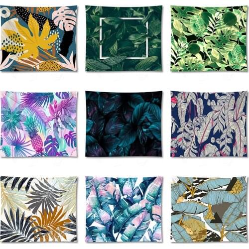 Green Leaves Tapestry Tropical Plant Wall Hanging Tapestries Tablecloth Bedspread Tenture Carpet