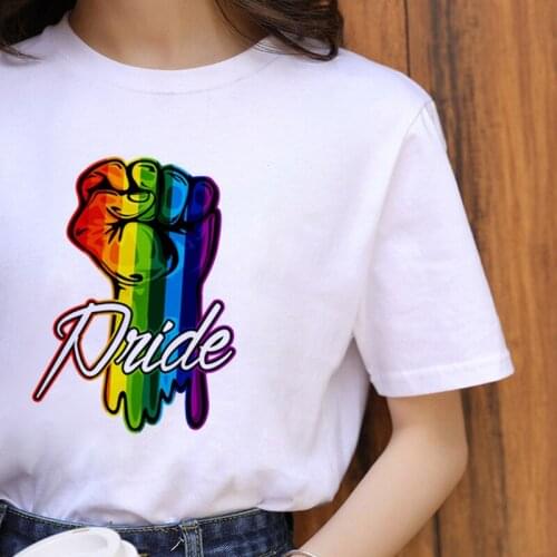 Women Lesbian Ullzang Cartoon T-shirt Lgbt Harajuku Rainbow Gay Pride T Shirt 90s Graphic Casual Tshirt Fashion Top Tees Female