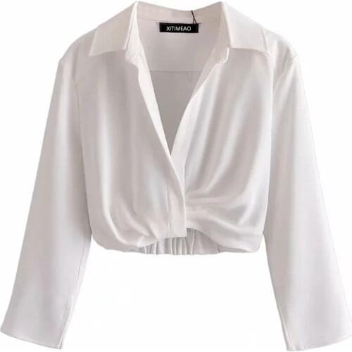 Za New Spring Summer Women Retro Printing Simple Style Long Sleeve Twisted Pullover Shirt Tops And High Waist Skirt XITIMEAO