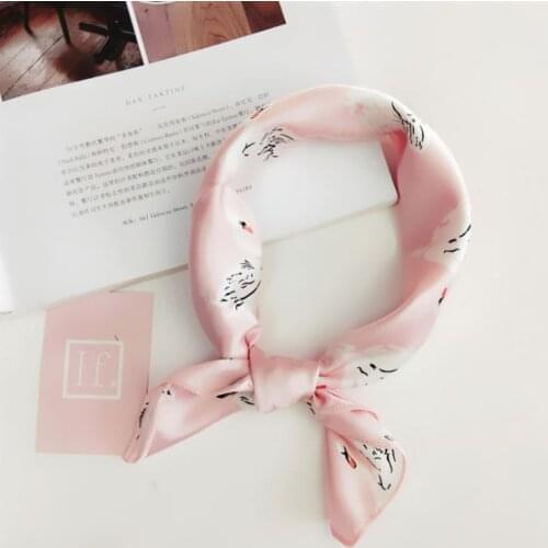Women Ladies Vintage Silk Feel Satin Square Scarf Head Neck Hair Tie Band 50x50
