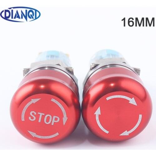 16mm Emergency STOP Push Button Switch 1NO1NC 2NO2NC Waterproof Stainless Steel Mushroom Metal Aluminum