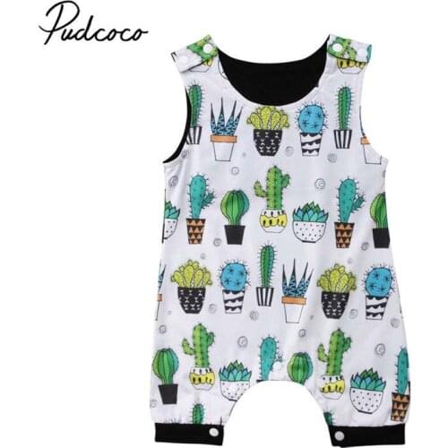 2019 Brand Cute Newborn Infant Baby Boy Girl Kids Cactus Romper Jumpsuit Cotton Clothes Outfit Summer Sunsuit