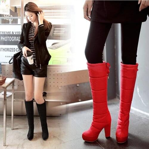 Women Platform Winter Shoes Comfort Waterproof Non-slip Ladies Winter Boots Thick Fur Bottines for Girls Femmes High Heel Bottes