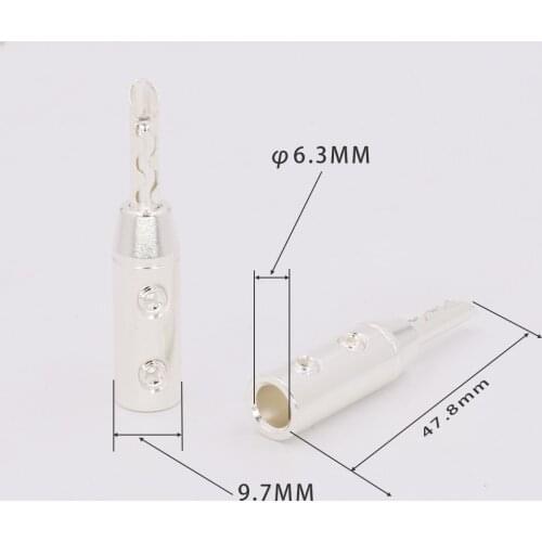 4Pcs Audio speaker cable banana plug Silver Plated BFA Connectors plugs BFA plug