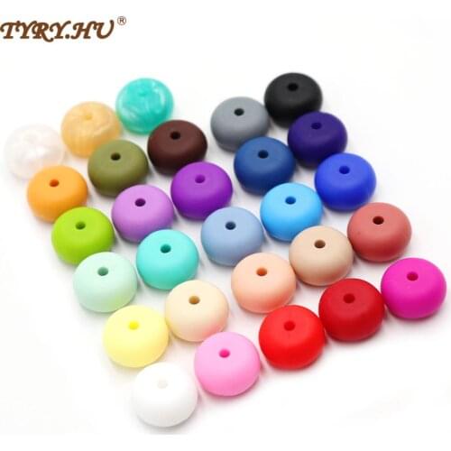 50pc Silicone Abacus Round Beads Lentils Soft Pastel For Teething Necklace Chewable Organic Beads Baby Teether 14mm