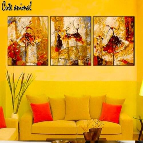 5D Diamond Painting cross stitch Abstract ballet girl dance 3 pcs Full drill square diamond Mosaic diamond Embroidery Handmade
