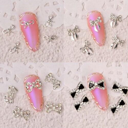 5Pcs Nail Diamond Charms Bowknot Jewelry DIY Rhinestones Nailart Supplies Shiny Pearl Crystal Bow Cute Accessories DIY Mixed Dec