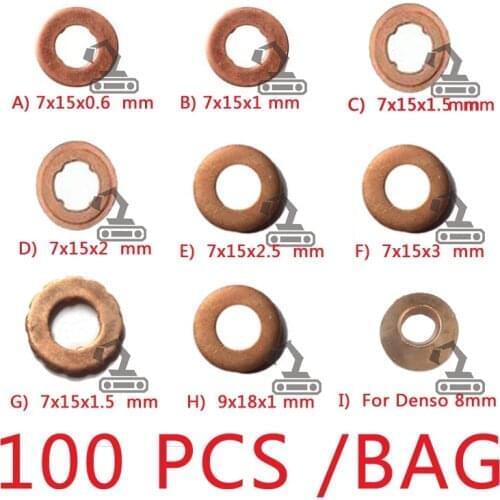 7x15mm CommonRail Injector Nozzle Copper Washer Gasket for diesel injector sealing x 100