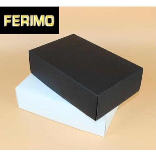28x18x8cm Large Gift Box Socks/Underwear/Silk Packaging Box White/Black Present Box with Cover Kraft Carton Cardboard Box 10pcs