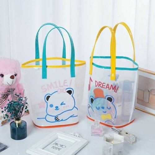 Ins large-capacity beach bag cute cartoon summer travel portable waterproof storage transparent minimalist handbag makeup purse