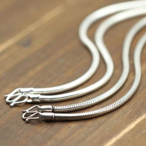 Simple Wild Silver Chain Snake Bone Chain Retro Thai Silver Men And Women Sweater Chain S925 Sterling Silver Jewelry