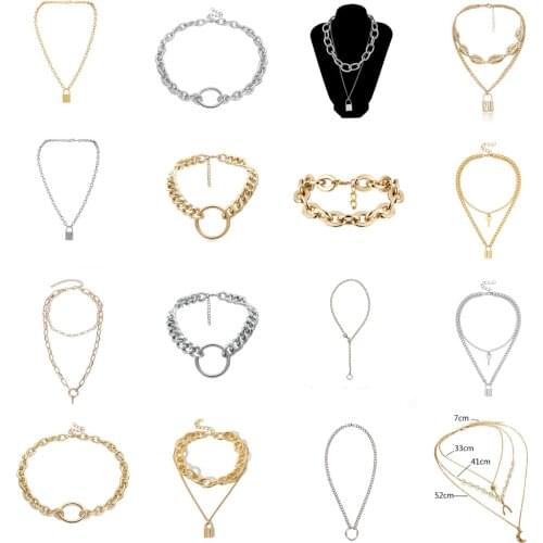 1PCS Stainless Steel Titanium Chains Punk Padlock Necklaces For Women Rock Hiphop Key Lock Necklace Men Gifts