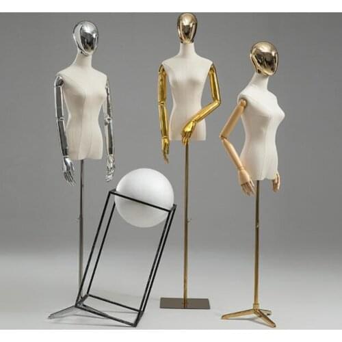 Wood Arm Color Sewing Female Hand Mannequin Full Body Triangle Base Dress Model,Jewelry Flexible Women,Adjustable Doll D370