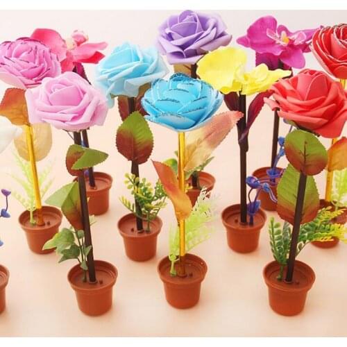Rose Flower Ball Point Pen Children Students School Stationery Gift Party Favor Christmas Halloween