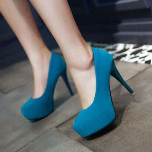 Elegant Fashion Big Size 33-45 Round Toe High Heels12cm Women Platform Pumps Party Wedding Ladies Dress Red Bride Shoes 16-8