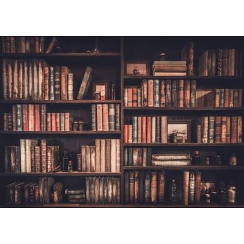 Old Wood Bookshelf Backdrop Children Family Library Photography Background Photo Studio Props
