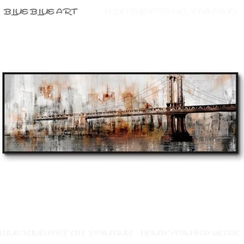 Artist Pure Hand-painted High Quality Vintage Golden Gate Bridge Oil Painting on Canvas Abstract Golden Gate Bridge Oil Painting