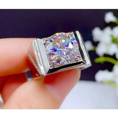 Classical Mosang Ring for Man Party Engagement Fashion S925 Sterling Silver Fine Jewelry 5Ct Certificated High Quality 11*11mm