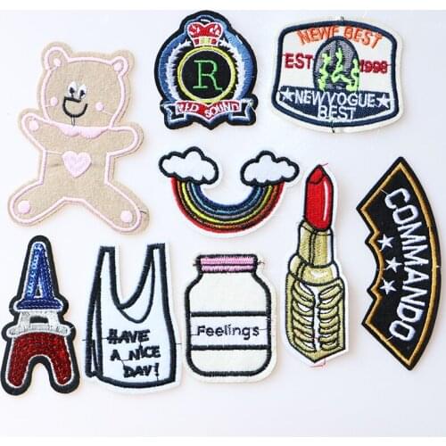 Cartoon Decorative Patch Bear Rainbow icon Embroidered Applique Patches For DIY Iron on Badges Stickers on backpack,the clothes