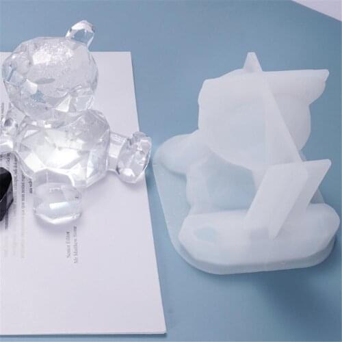 Cartoon Bear Silicone Mold DIY Geometry Stereo Bear Mold Mirror Silicone Mold Decoration Ornament Mold Crystal Epoxy Mold