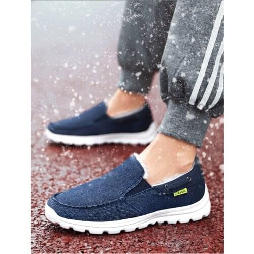 Large Size Men Shoes Autumn Winter Classic Plus Cotton Canvas Shoes Warm Shoes Campus Student Shoes Comfortable Platform Shoes