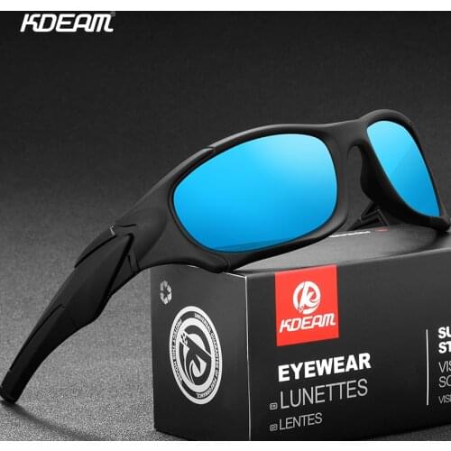 KDEAM High Quality Polarized Sport Sunglasses Men UV400 Night Vision Driving Goggle Brand Design Mirror Shades Glasses with Case