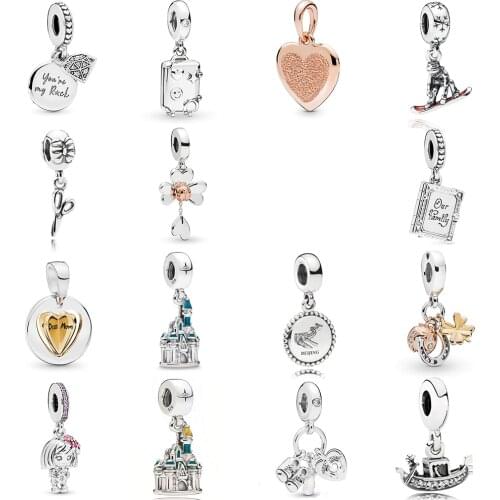 NEW 2019 100% 925 Sterling Silver Suitcase My Little Baby Family Book My Rock Pendant Fit DIY Original Women Bracelet Jewelry