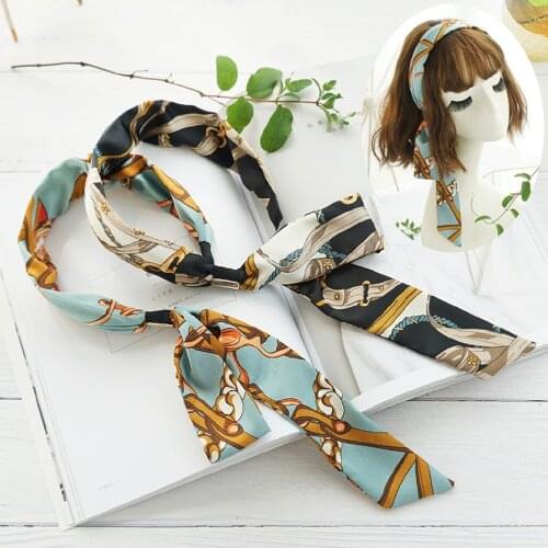 Long Ribbon Fashion Print Headbands Headwrap Bohemian Style Satin Flower Camo Hairband Crossed Hair Hoops Head Wrap Wholesale