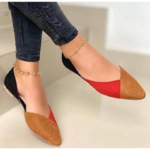 2021 Spring Women Flat Casual Fashion Mixed Colors Female Sandals Comfortable Loafers Pointed Toe Slip On Office Lady Shoes