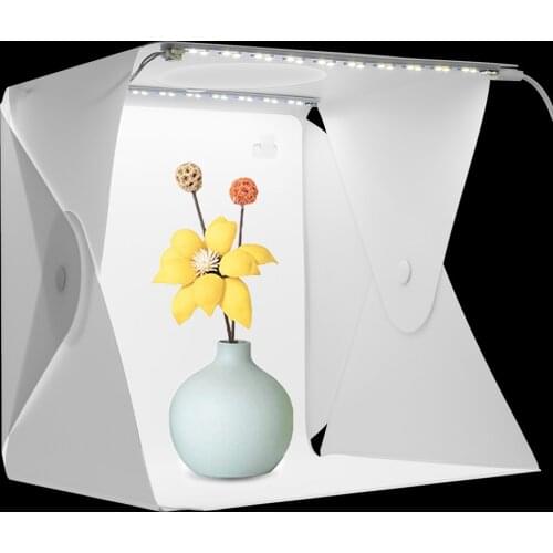 6 Backdrops Folding Mini Photography Lightbox Portable Photo Studio Box With Dual LED Strip Lights for Camera Tabletop Photos