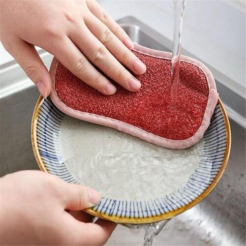 Scrub Sponges Double Sided Scouring Pad Reusable Cleaning Magic Sponges Cloth Kitchen Cleaning Tools Wipers Dish Towels New A759