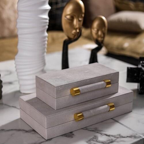 Modern Minimalist Dressing Table Wooden Storage Box Soft Ornament Decoration Accessories Bedroom Leather Jewelry Storage Box