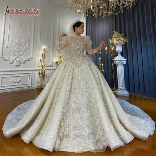Amanda Novias Long Sleeves High Neck Wedding Dresses