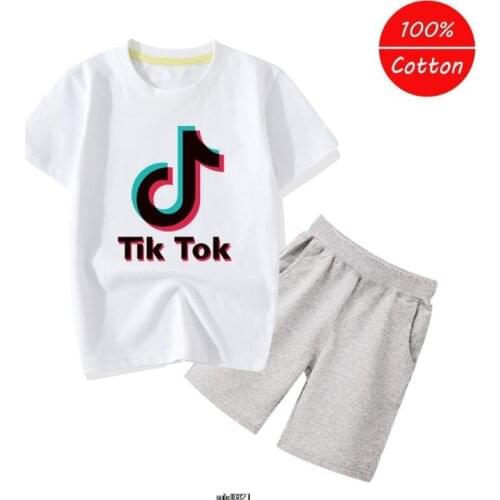 Tik Tok T Shirt Baby Boys Girls Summer 2PCS Set Printed Tik Tok Sports Suit for Kids T-Shirt Shorts ChildrenS Clothing