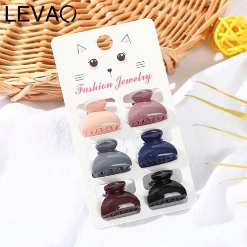 Levao Solid Color Small Hairclip For Women Fashion 6Pcs/set Hair Claw Bow Barrette Clip Hairgrips New Hair Accessories Headwear