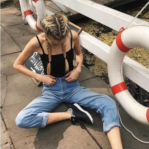 Mom High Waist Denim Pants For Women Vintage Boyfriend Black Blue Korean Ladies Jeans Trousers Femme 2020 Large Plus Size