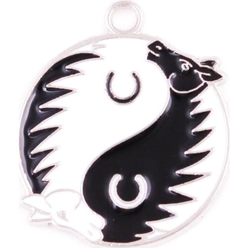 Female Male Necklace Charm Horse Sigils Yin Yang Traditional Culture Tai Chi Amulet Beautiful Enamel Provide Dropshipping