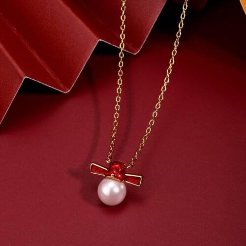 S925 Sterling Silver Chinese-Style Vintage Pearl Womens Necklace