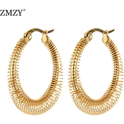 ZMZY Stainless Steel Drop Earrings Round Circle Twisted Earrings For Women Wedding Jewelry Gift Fashoin Earing Bijoux Femme