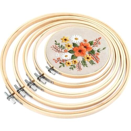 10/15/18/23/26cm 5pcs/set Wooden Embroidery Hoops Frame Set Bamboo Embroidery Hoop Rings for DIY Cross Stitch Needle Craft Tool