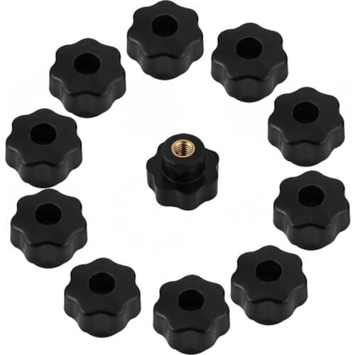 Hot 10PCS M6 Internal Thread Knob Screw Plastic Star Head Clamping Knob Black M6 x 25
