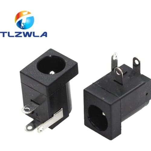 100pcs 5.5x2.1mm DC-005 Black DC Power Jack Socket DC Connectors Supply Barrel-Type Right Angle PCB Mount Terminal