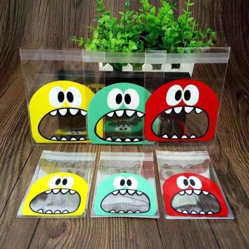 100Pc Small Monster Snack Storage Bag Children Cute Self-Adhesive Bag Baking Bag Biscuit Dried Fruit Candy moon Cake Gift Bag